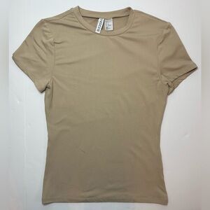 H&M Fitted Short Sleeve T-Shirt Jersey Beige Size S